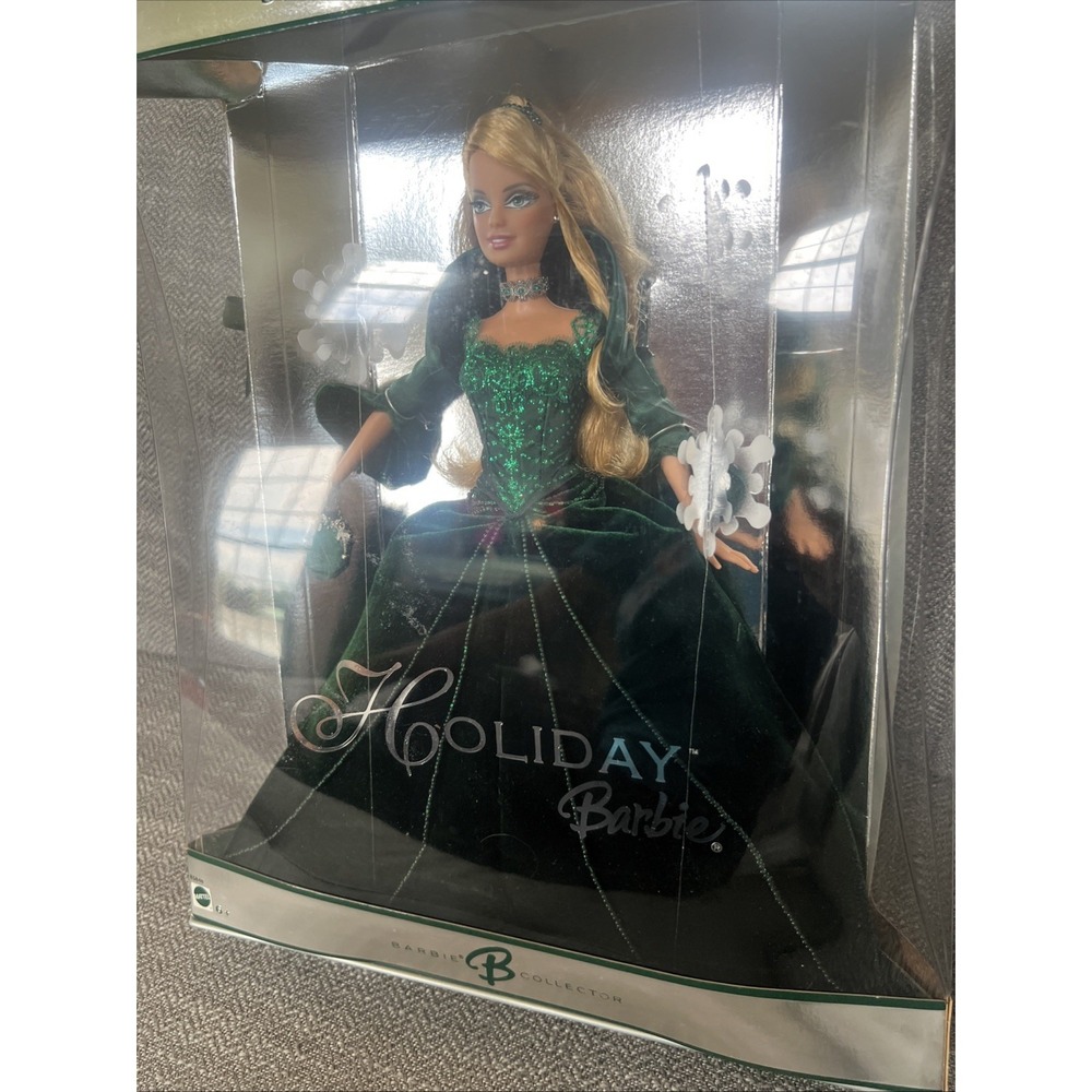 2004 Mattel Special Edition Holiday Barbie Doll Collector Blonde Green Dress - Picture 3 of 9